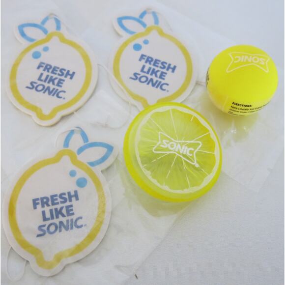 Sonic Drive In Unreleased Lemon Slice Clip/Air Fresheners/Lip Balm Promo New - Picture 1 of 8